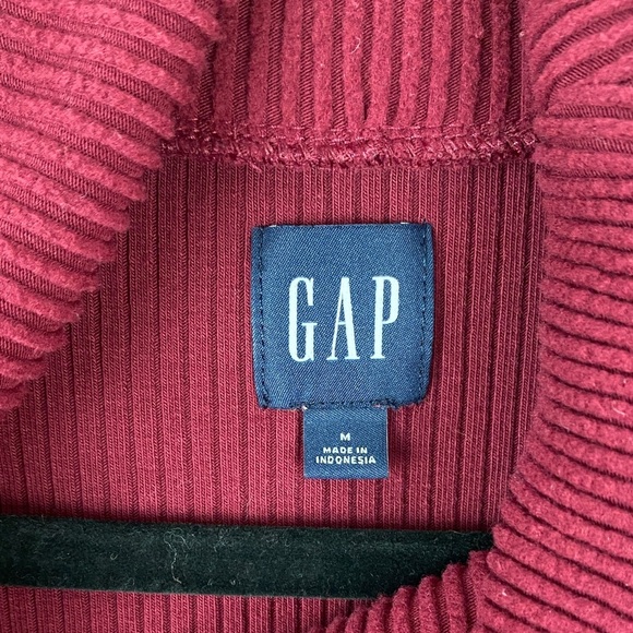 GAP Turtleneck Sweater Dress Ribbed Knit Maroon - Picture 4 of 7